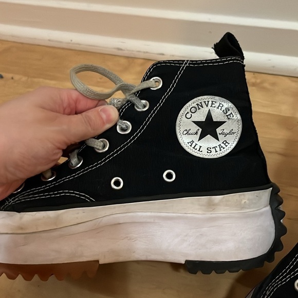 Converse Run Star Hike High-Top Canvas Sneakers, Black/Gum, size W6.5 - Picture 3 of 6